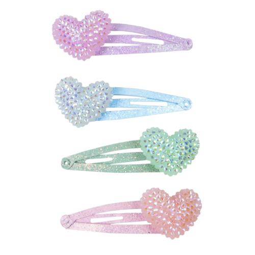 Sparkle Heart Bobble Hair Clips (4pcs)