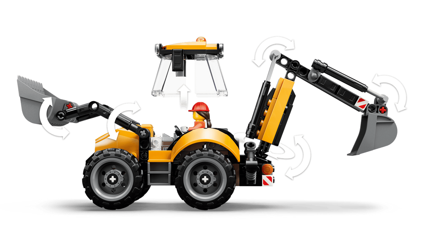 Yellow Backhoe Loader