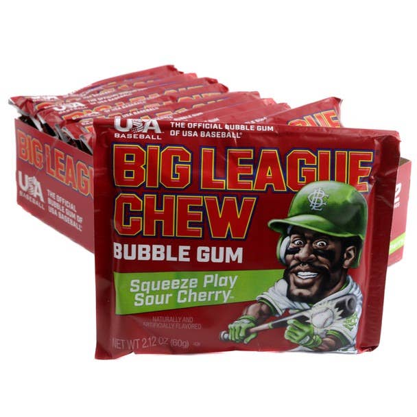 Big League Chew Sour Cherry Pouch Gum 2.12 oz