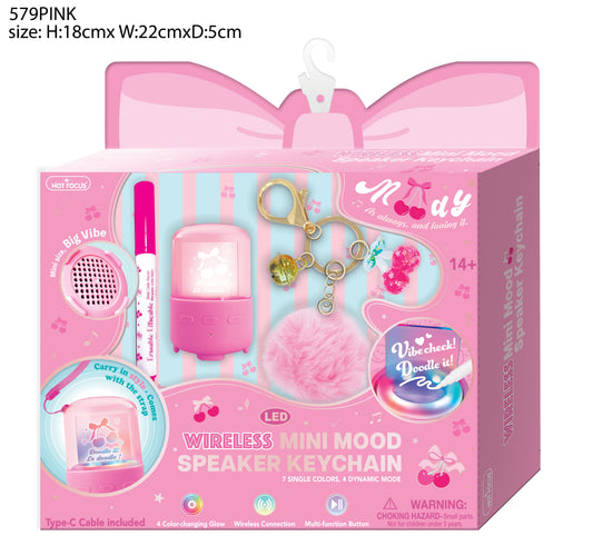 Wireless Mini Mood Pink Speaker Keychain Pink