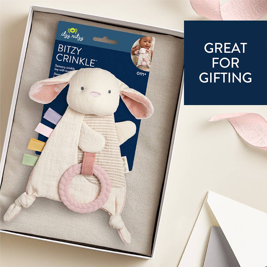 Bitzy Crinkle™ Sensory Toy with Teether: Bunny