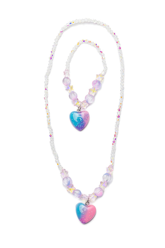Galaxy Heart Necklace Bracelet Set
