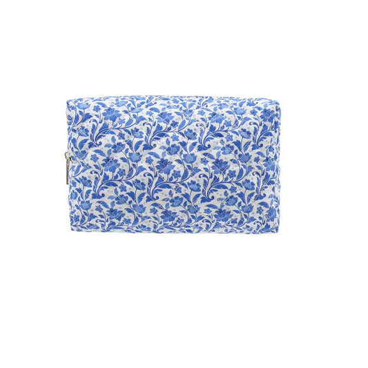 blue floral cosmetic bag
