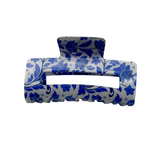 BLUE FLORAL HAIR CLAW