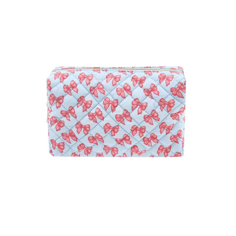 blue bow cosmetic bag