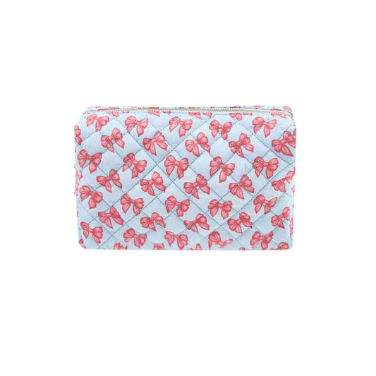 blue bow cosmetic bag