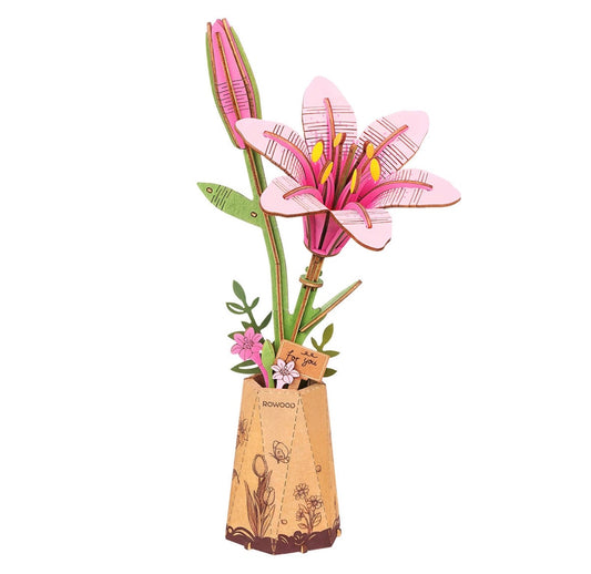 Pink Lily Wooden Flower