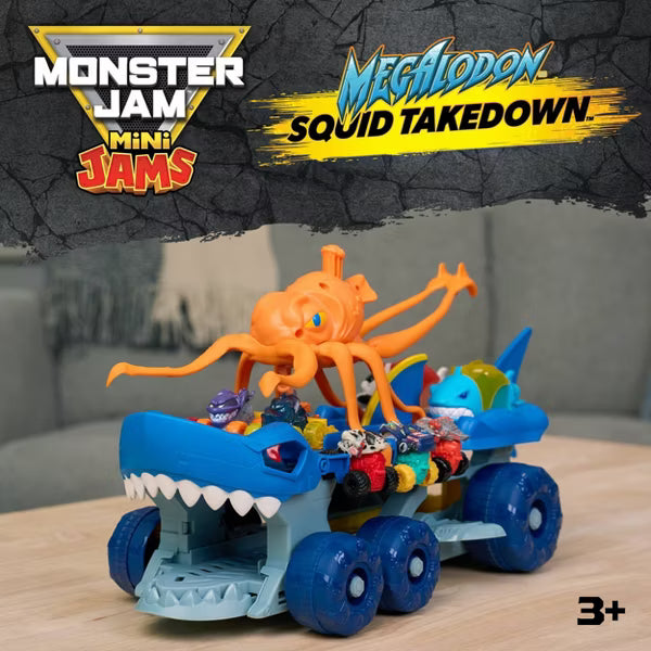 Monster Jam Mini Jams Megalodon Squid Takedown Playset