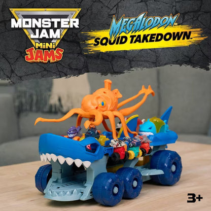 Monster Jam Mini Jams Megalodon Squid Takedown Playset