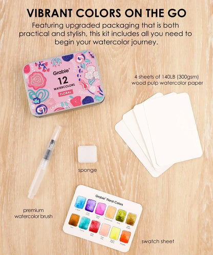 Floral-Themed Watercolor Coloring Book