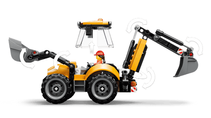 Yellow Backhoe Loader