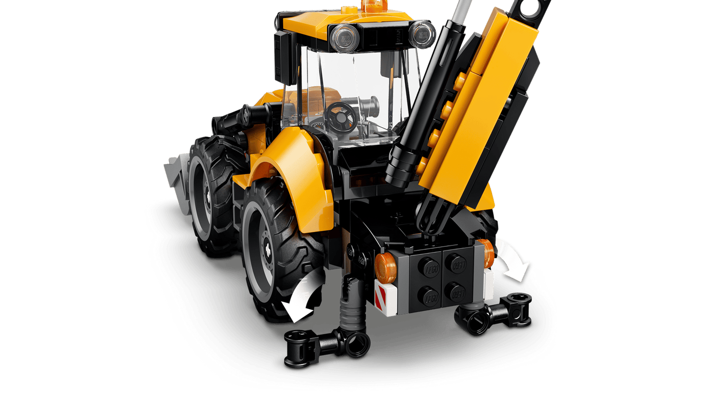 Yellow Backhoe Loader