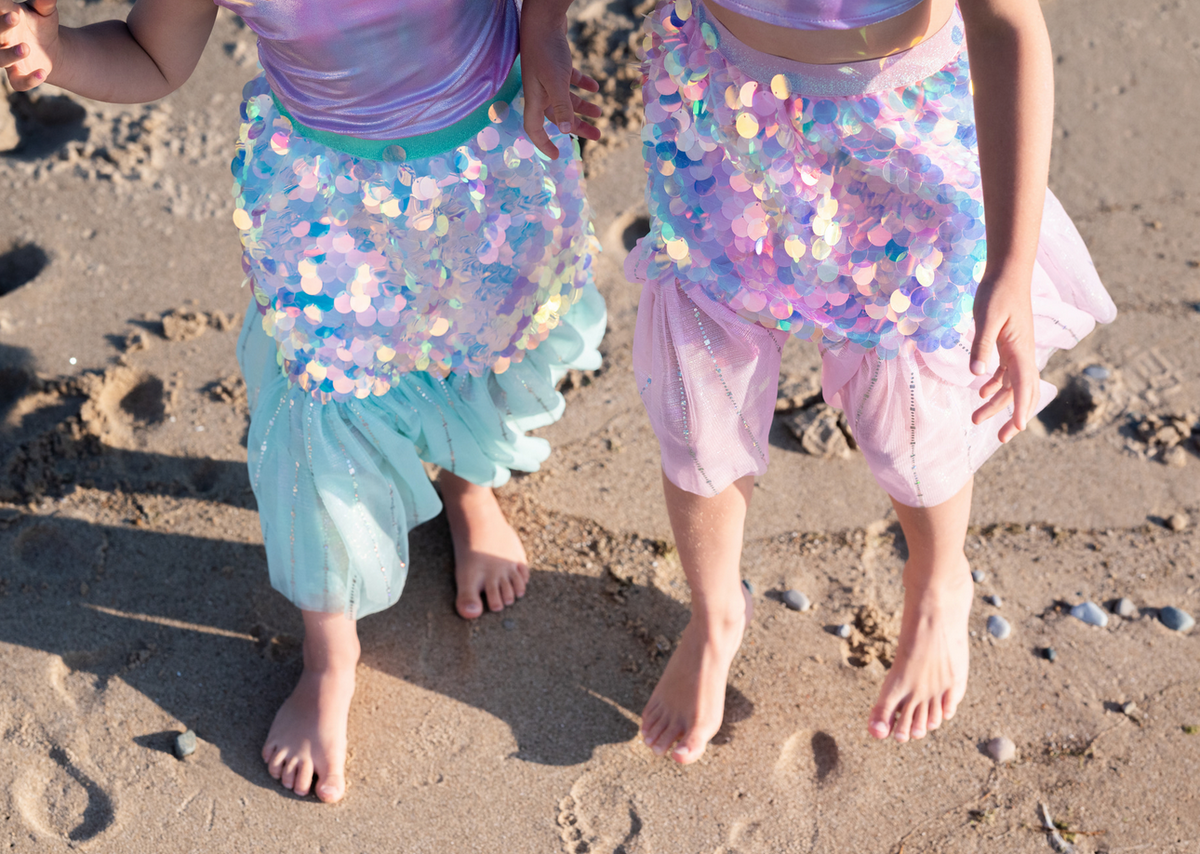 Mint Bling Bling Mermaid Skirt & Hairclip Set
