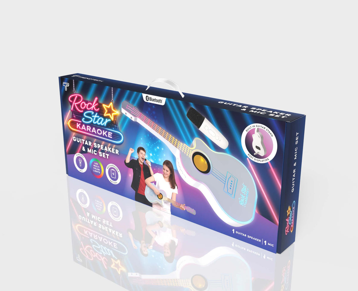 Rock Star Guitar & Microphone Karaoke Set - LED White