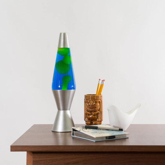 14.5 Inch Lava Lamp - Yellow/Blue/Silver