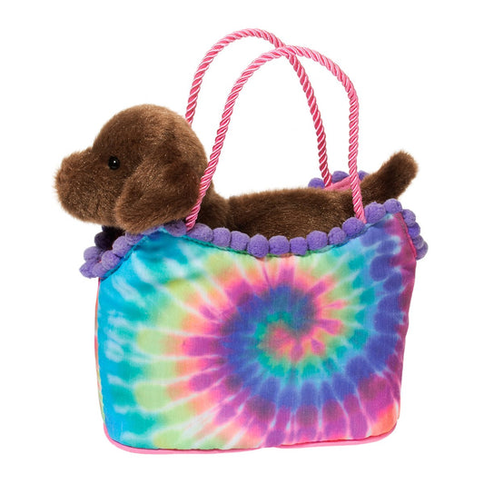 Tie Dye Sak with Chocolate Lab