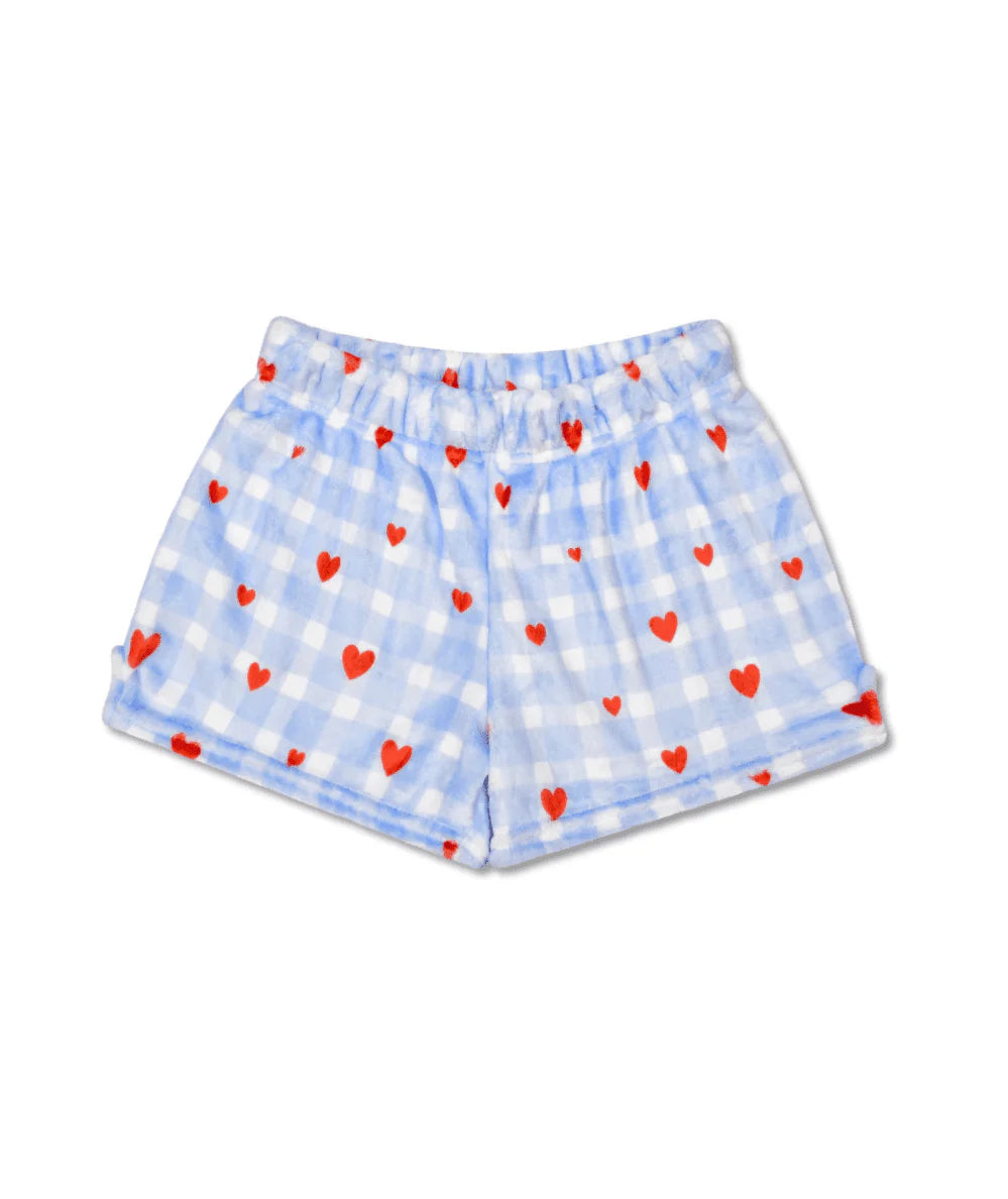 GINGHAM HEART PLUSH SHORTS SMALL 6-8